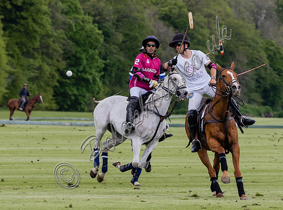 Gerald Balding Cup polo action Robyn Skincare v Saracens