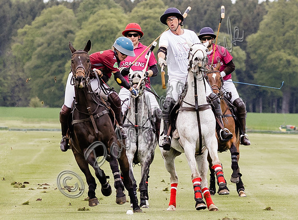 Gerald Balding Cup polo action Robyn Skincare v Saracens