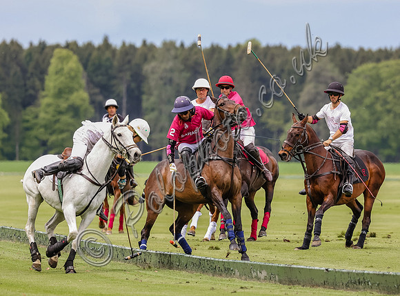 Gerald Balding Cup polo action Robyn Skincare v Saracens