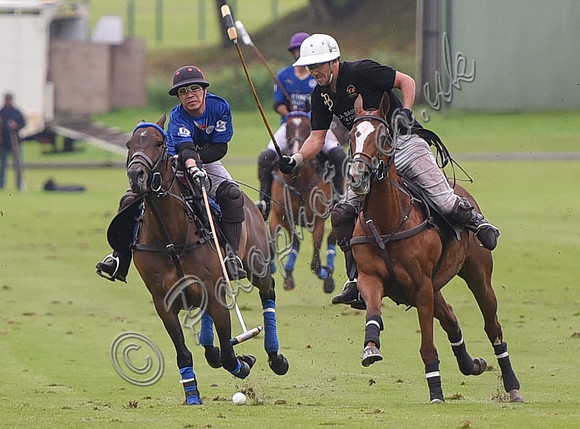 Gold Cup Polo action between King Power Foxes and La Bamba de Areco