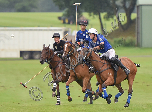 Gold Cup Polo action between King Power Foxes and La Bamba de Areco