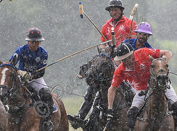 Gold cup polo action between Clarke and Green and King Power Foxes
