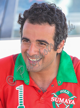 Close-up portrait of polo player Ahmad Aboughazale wearing Sumaya team colours