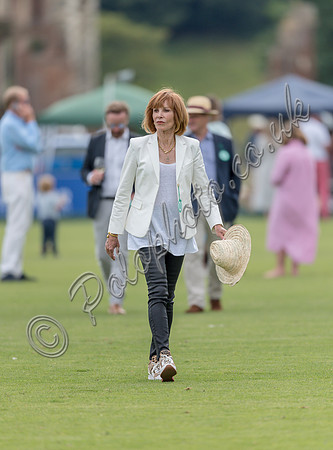 Treading in the divots at half-time at polo match