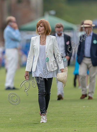 Treading in the divots at half-time at polo match