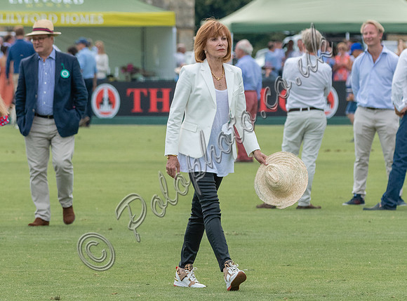 Treading in the divots at half-time at polo match