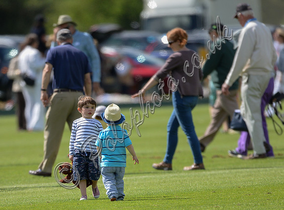 spectators and guests tread in the divots